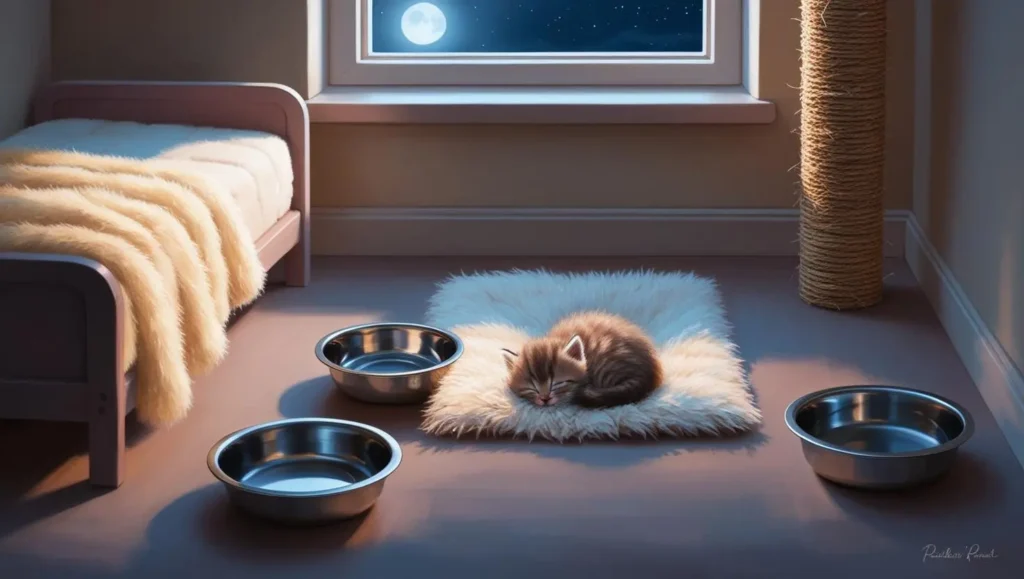 How to take care of a cat for the first time: Preparing a quiet sanctuary for their first night.